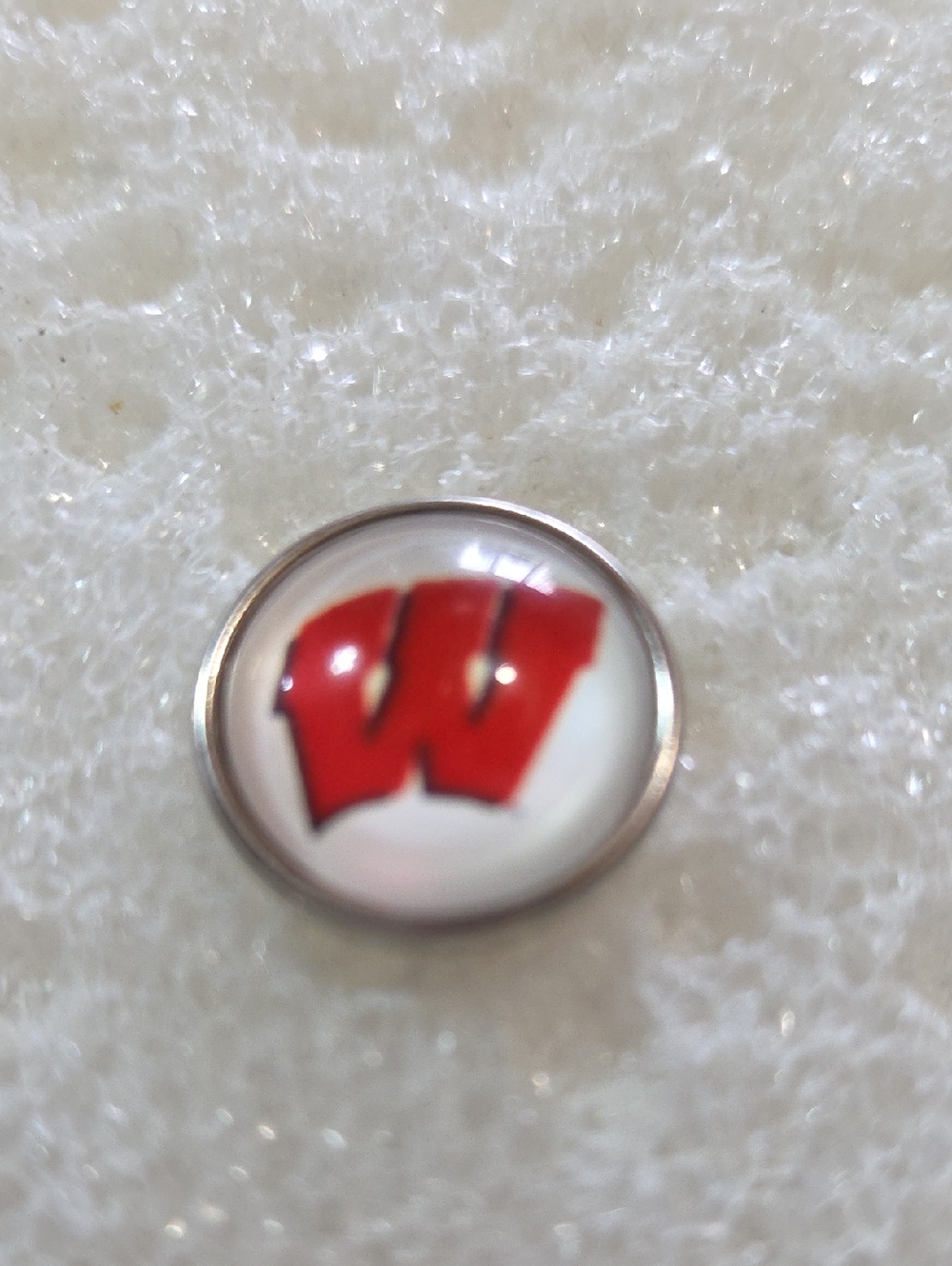 Red 'W' Logo Wisconsin College Snap Charm Button - 18mm